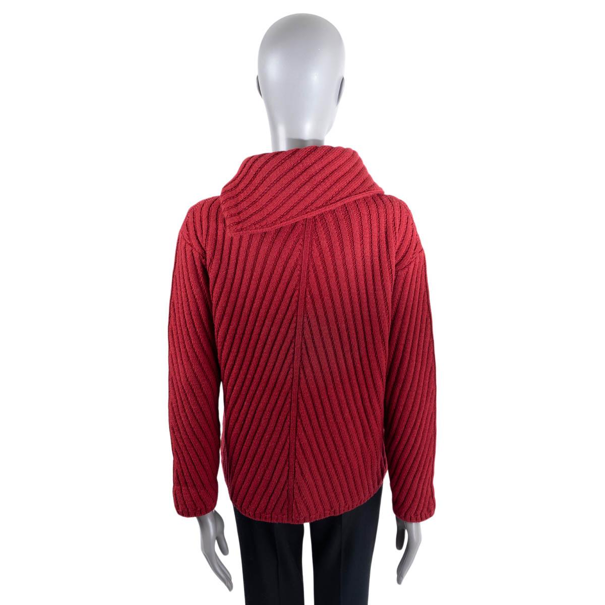 HERMES red wool 2019 ASYMMETRIC COLLAR RIB-KNIT Sweater 36 XS For Sale 1