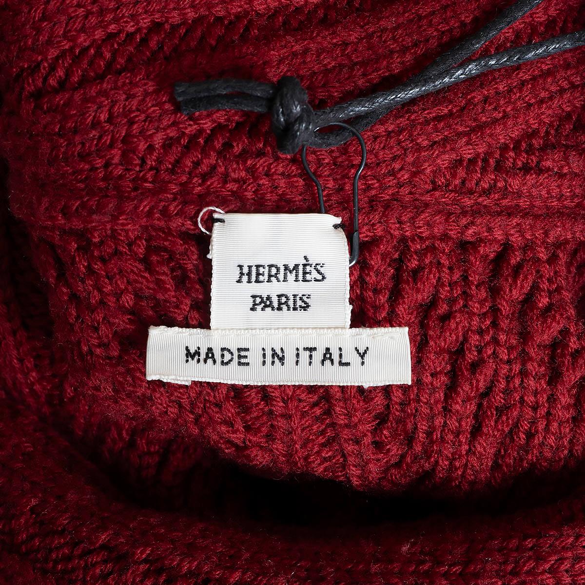 HERMES red wool 2019 ASYMMETRIC COLLAR RIB-KNIT Sweater 36 XS For Sale 2