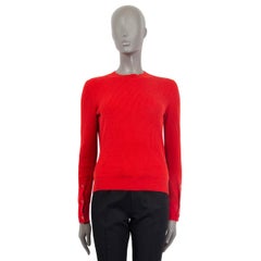 HERMES red wool blend RIB KNIT CREWNECK Sweater 34 XXS