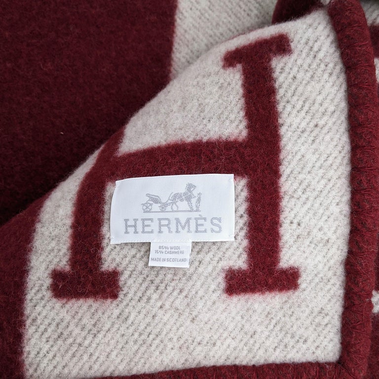 Hermes Red Wool Cashmere Avalon Throw Blanket For Sale at 1stDibs
