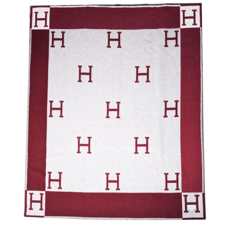 Hermes Red Wool Cashmere Avalon Throw Blanket For Sale at 1stDibs