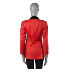 HERMES red wool LONG CLASSIC EQUESTRIAN Blazer Jacket 36 XS