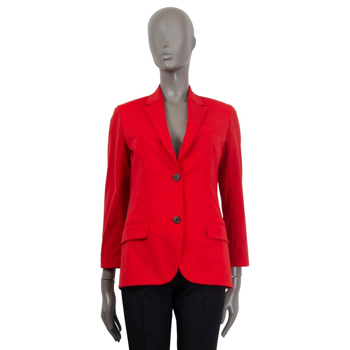 Red HERMES red wool TWO BUTTON NOTCH COLLAR Blazer Jacket 34 XXS For Sale