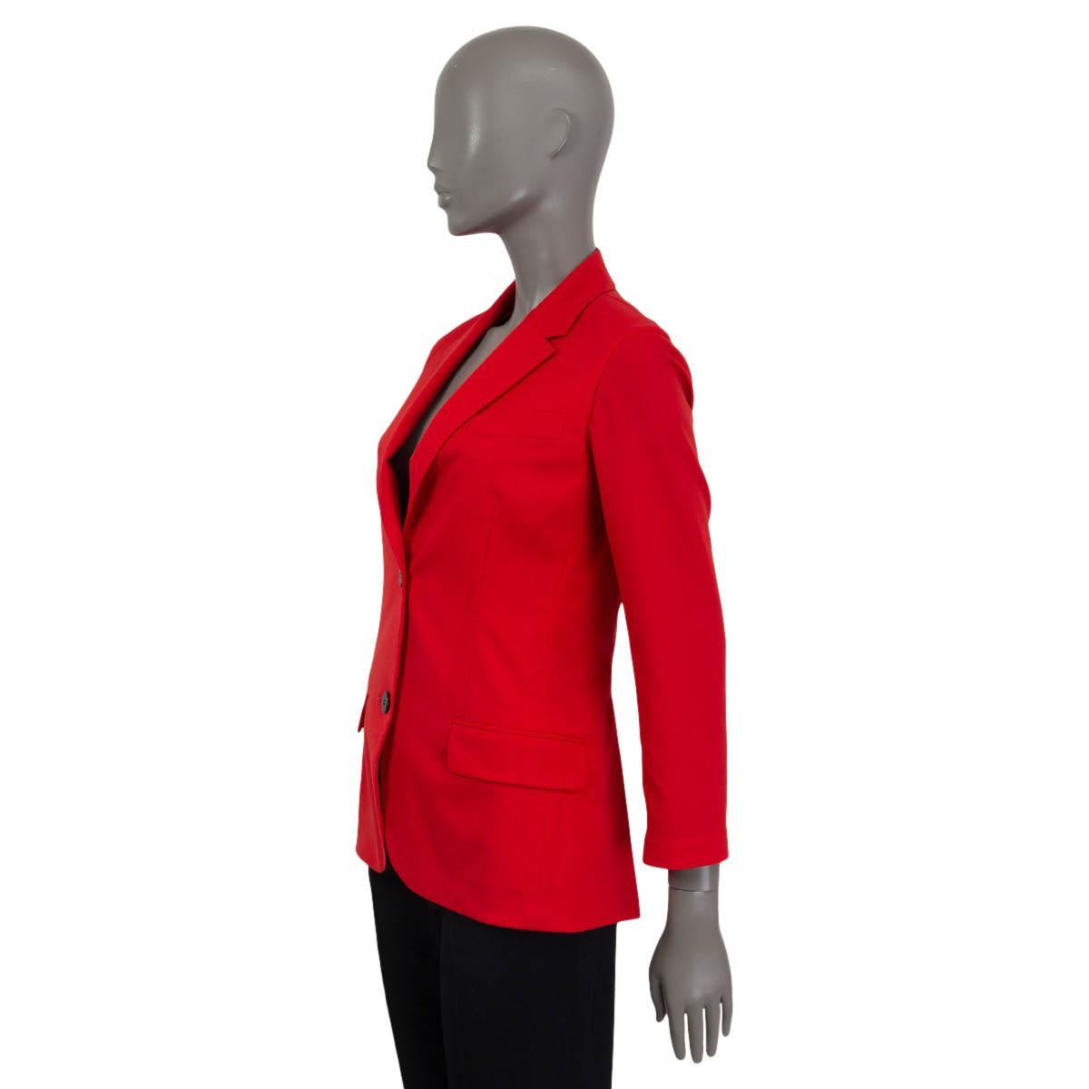 Women's HERMES red wool TWO BUTTON NOTCH COLLAR Blazer Jacket 34 XXS For Sale