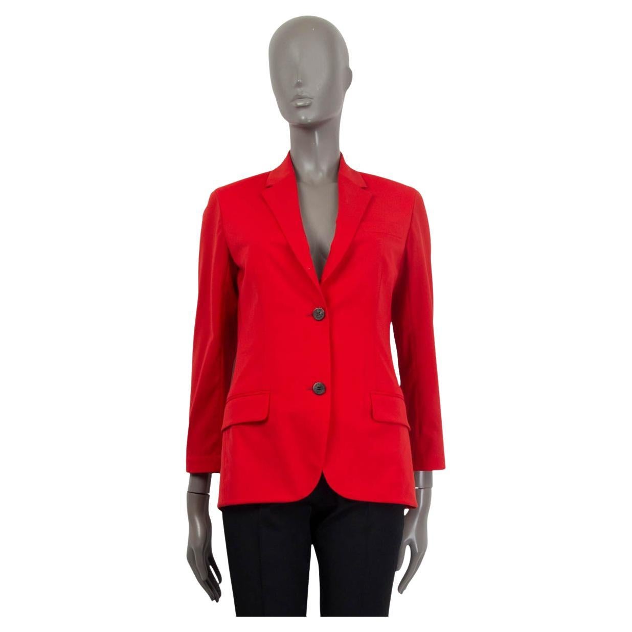 HERMES red wool TWO BUTTON NOTCH COLLAR Blazer Jacket 34 XXS For Sale