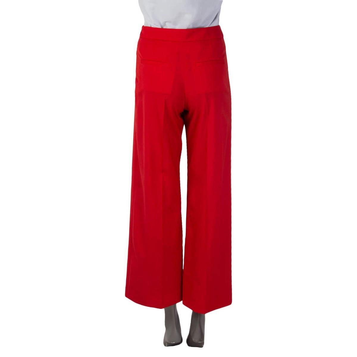 Rouge HERMÈS - Pantalon en laine rouge à pattes dénudées 34 XXS en vente