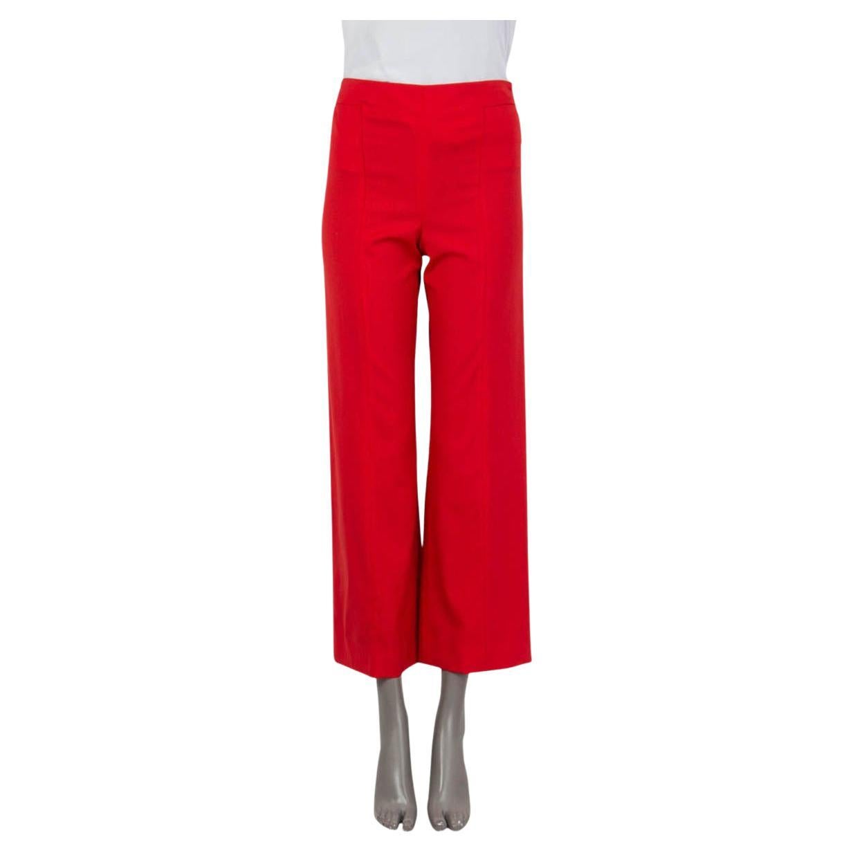 HERMÈS - Pantalon en laine rouge à pattes dénudées 34 XXS en vente