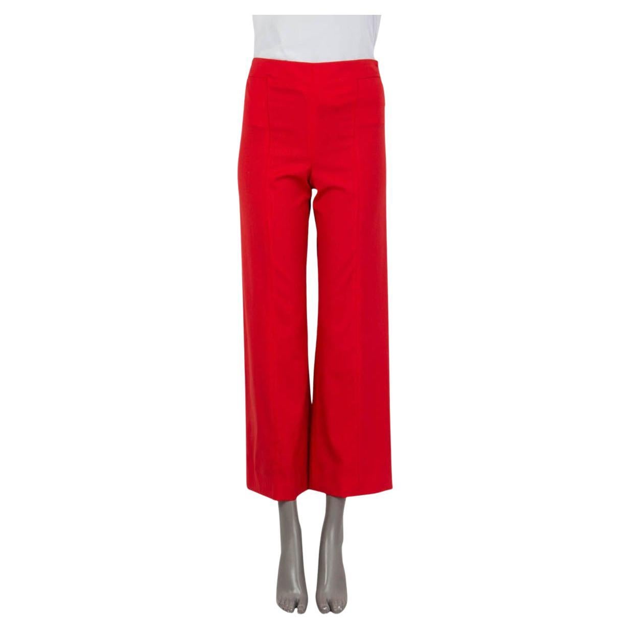 HERMES red wool WIDE LEG SUIT Pants 34 XXS