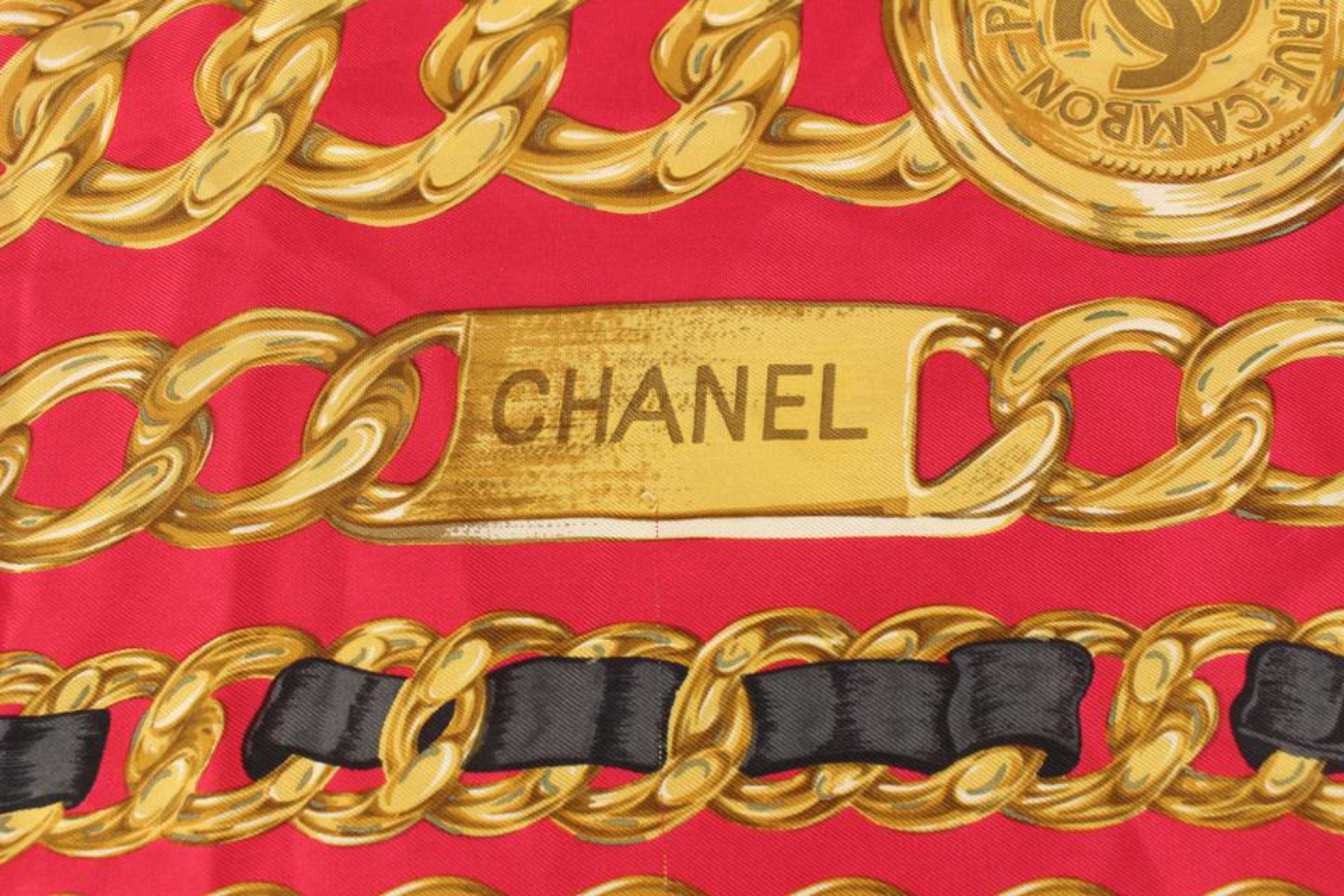 Hermès Red x Gold Chain CC Belt Silk Scarf 1027c2 For Sale 3