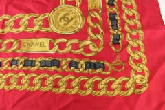 Hermès Red x Gold Chain CC Belt Silk Scarf 1027c2