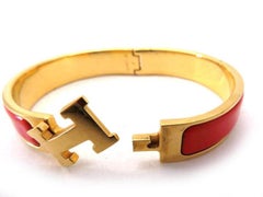 Hermès Red X Gold Vermillion Clic Clac 226575 Bracelet