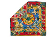 Hermès Red Yellow Silk Kachinas Scarf
