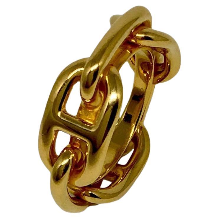 Hermes Hermes Gold Tone Scarf Ring Ragate Chain