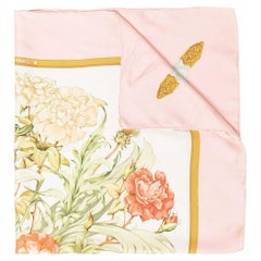  Hermes 'Regina' Floral Pink Silk Scarf