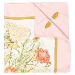 Hermes 'Regina' Floral Pink Silk Scarf