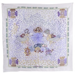 Hermes Rencontre Ocean Light Purple Fish Silk 90cm Scarf