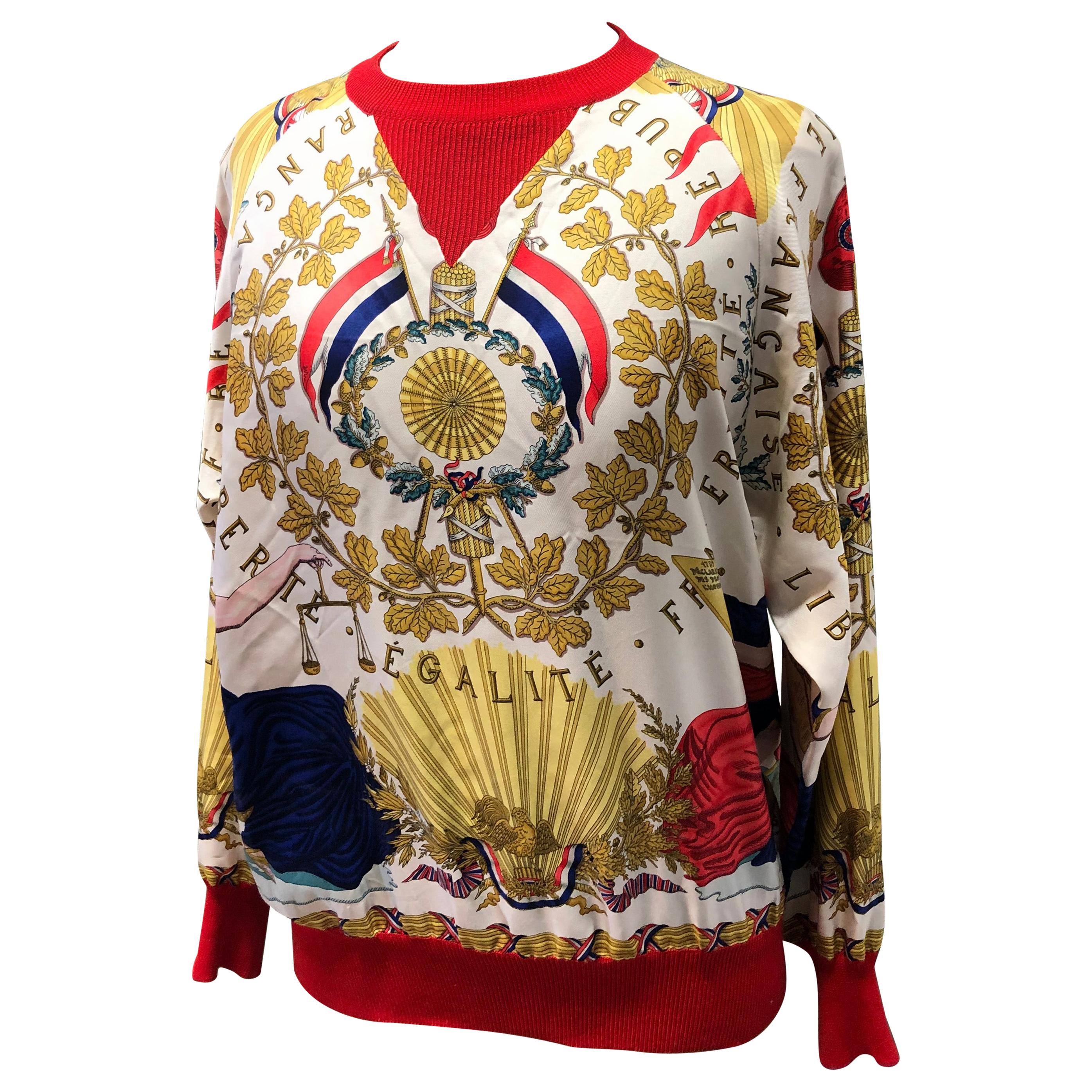 Hermes République Francaise Liberté Égalité Fraternité 1789 Silk Sweater