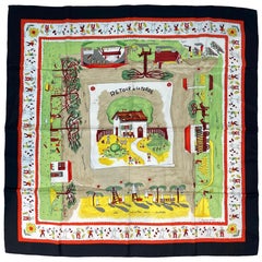 Hermès "Retour A La Terre" Silk Twill Scarf by Oliver Dumas