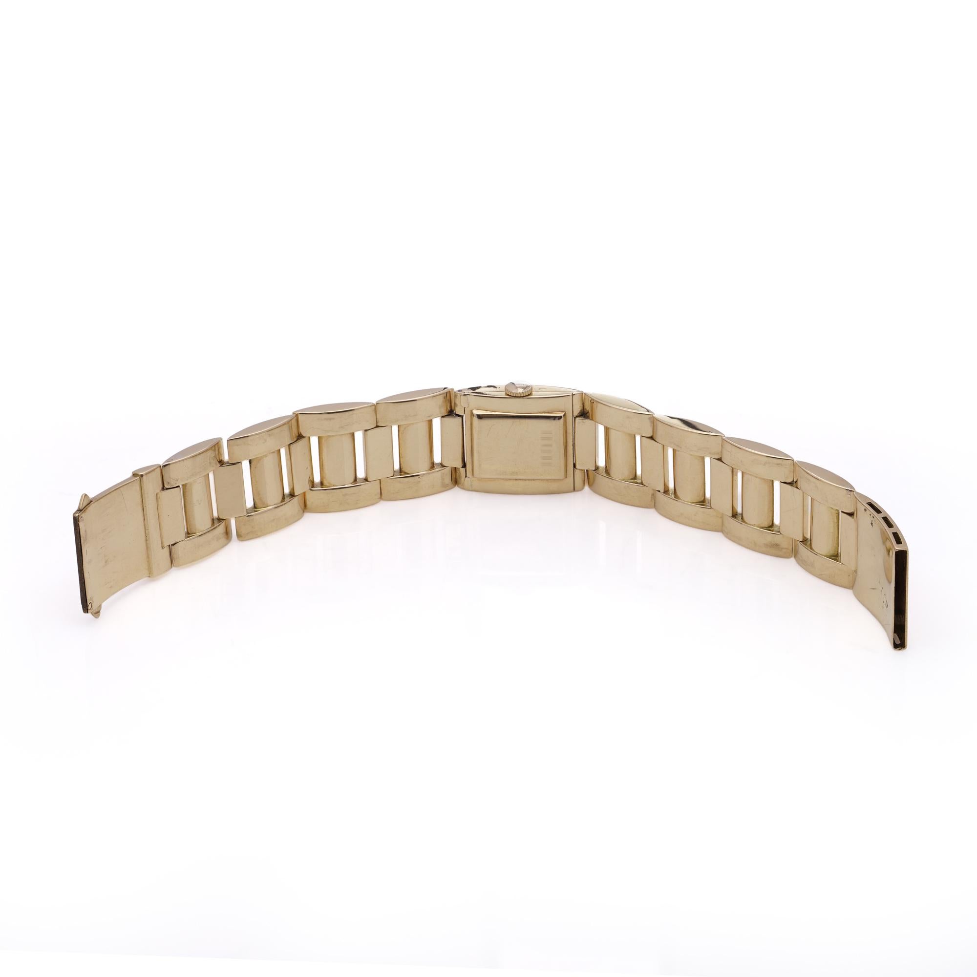 Hermès Retro-Stil 18kt Gold Damen-Armbanduhr, CIRCA 1950er Jahre im Angebot 3