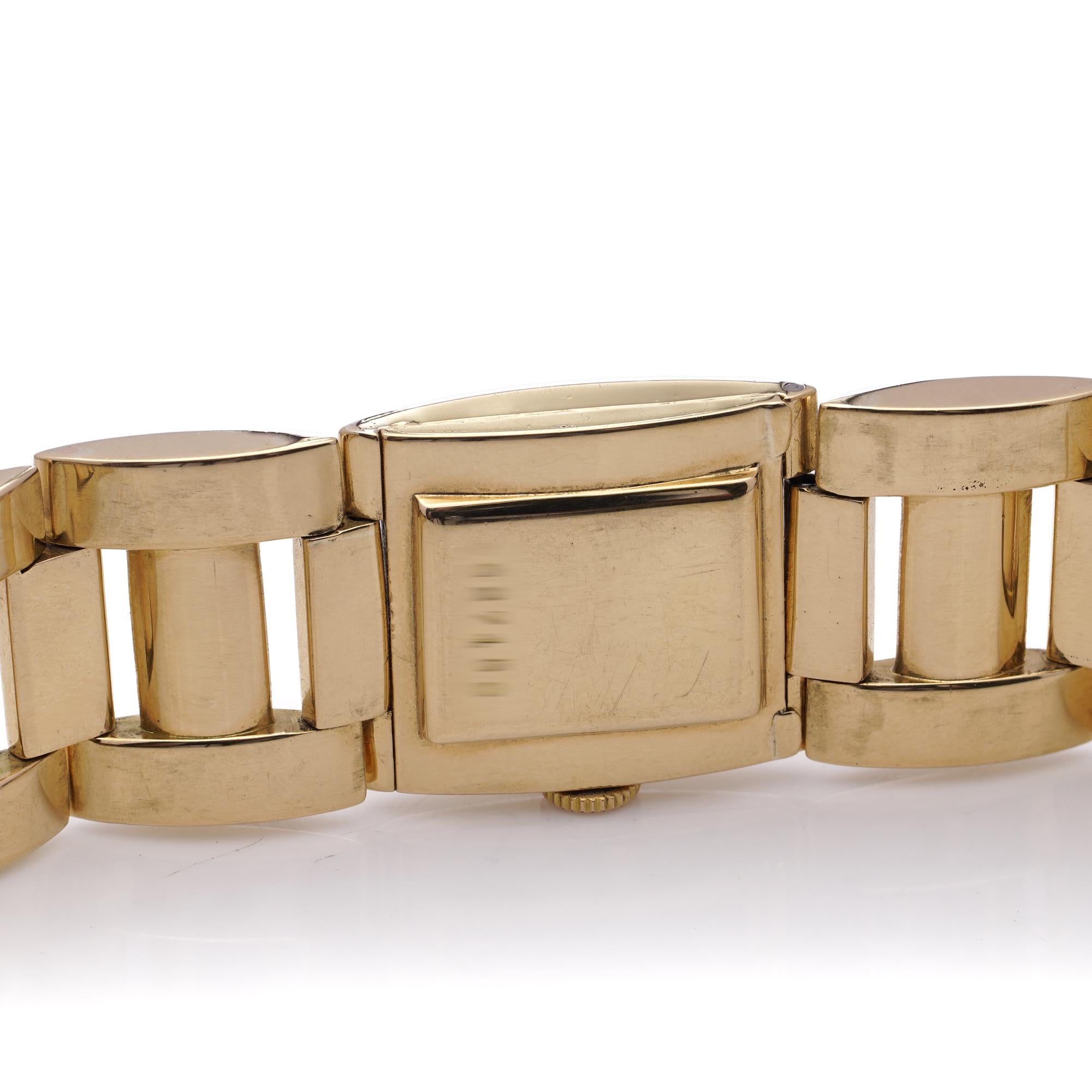 Hermès Retro-Stil 18kt Gold Damen-Armbanduhr, CIRCA 1950er Jahre im Angebot 6