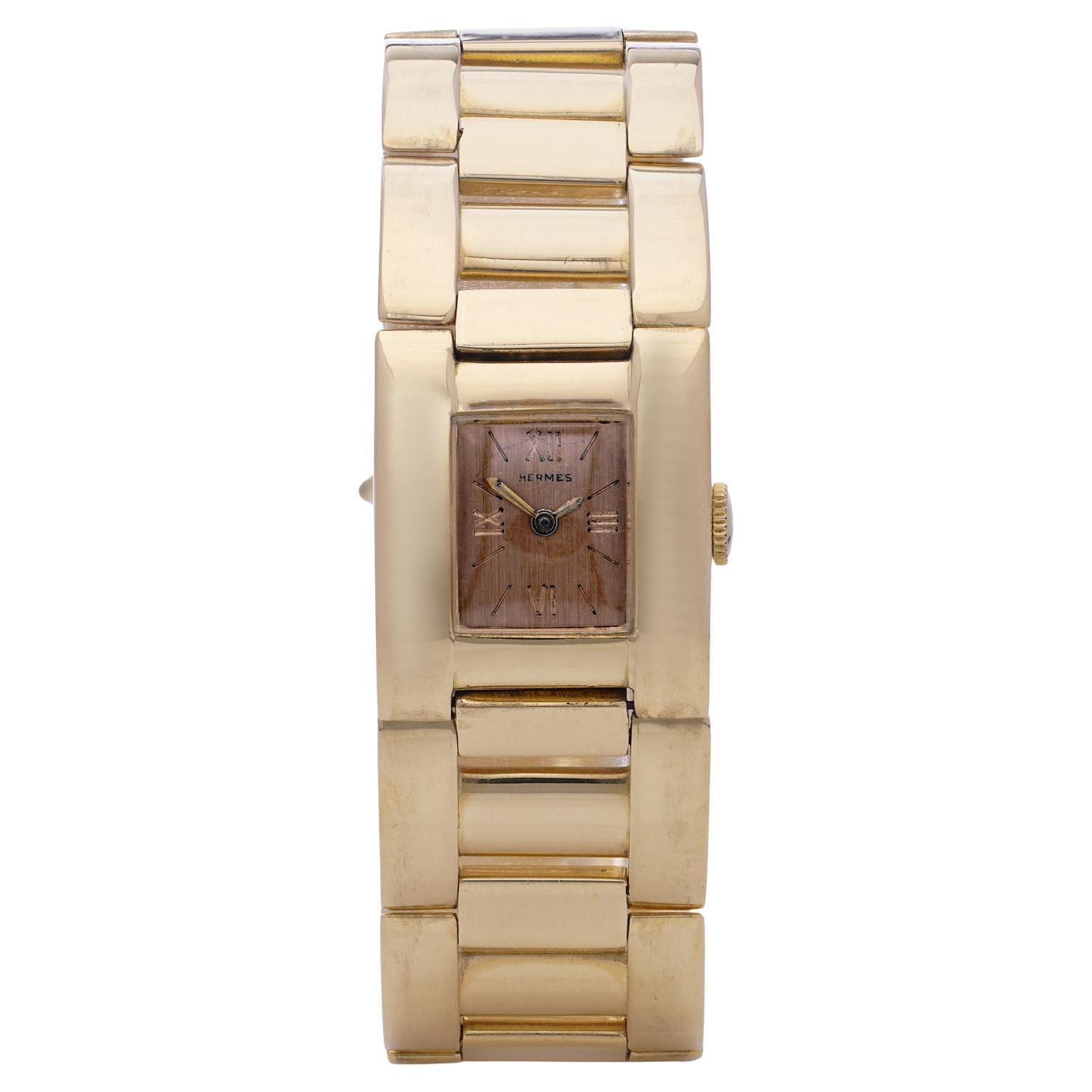 Hermès Retro-Stil 18kt Gold Damen-Armbanduhr, CIRCA 1950er Jahre