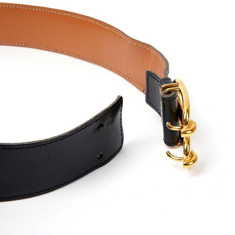 Hermes Reversible Anchor Belt Gold and Black at 1stDibs
