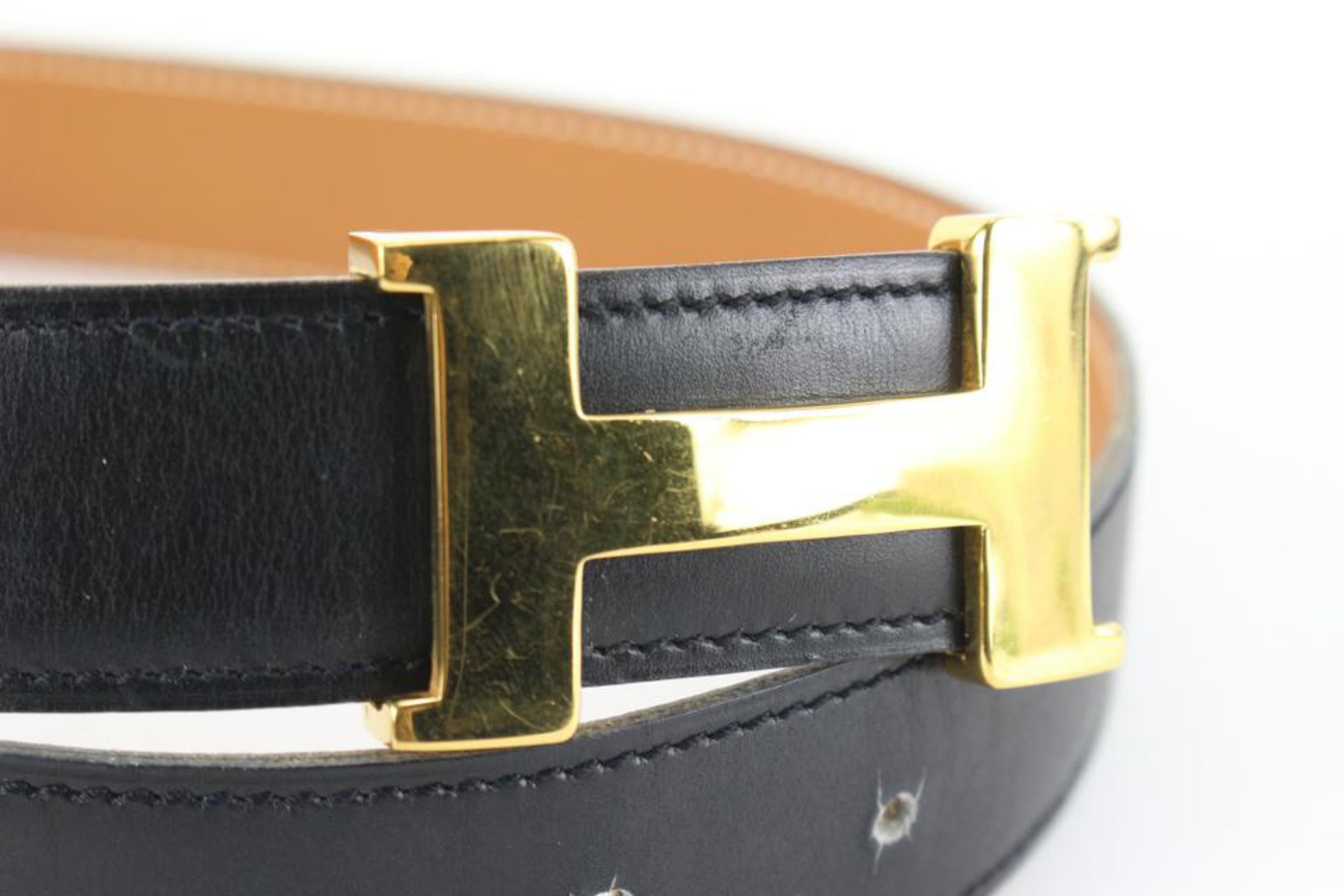 Gris Hermès Kit ceinture réversible noire x marron x or 24mm Constance H Logo 72h84s en vente
