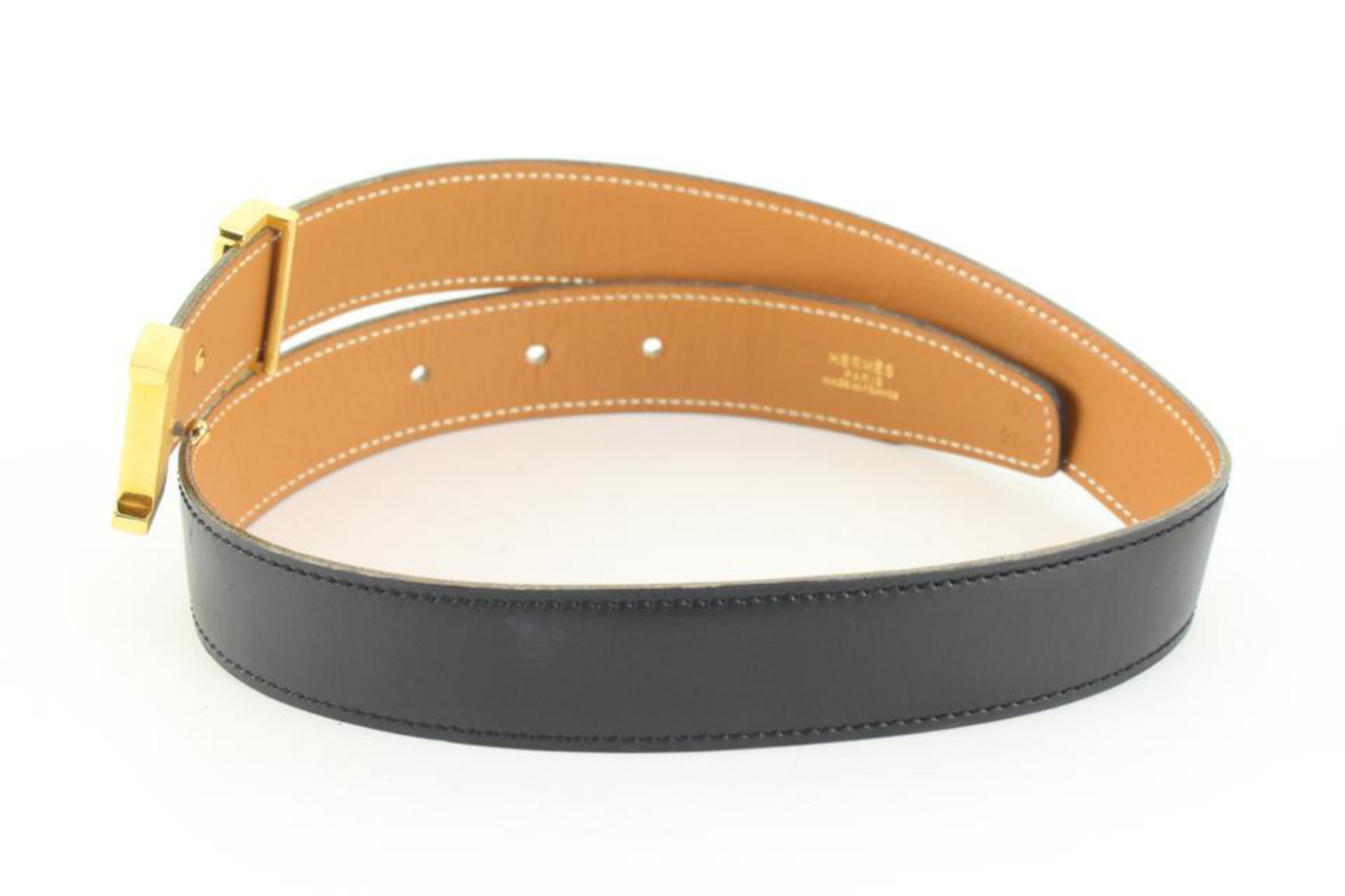 Hermès Kit ceinture réversible noire x marron x or 24mm Constance H Logo 72h84s en vente 1