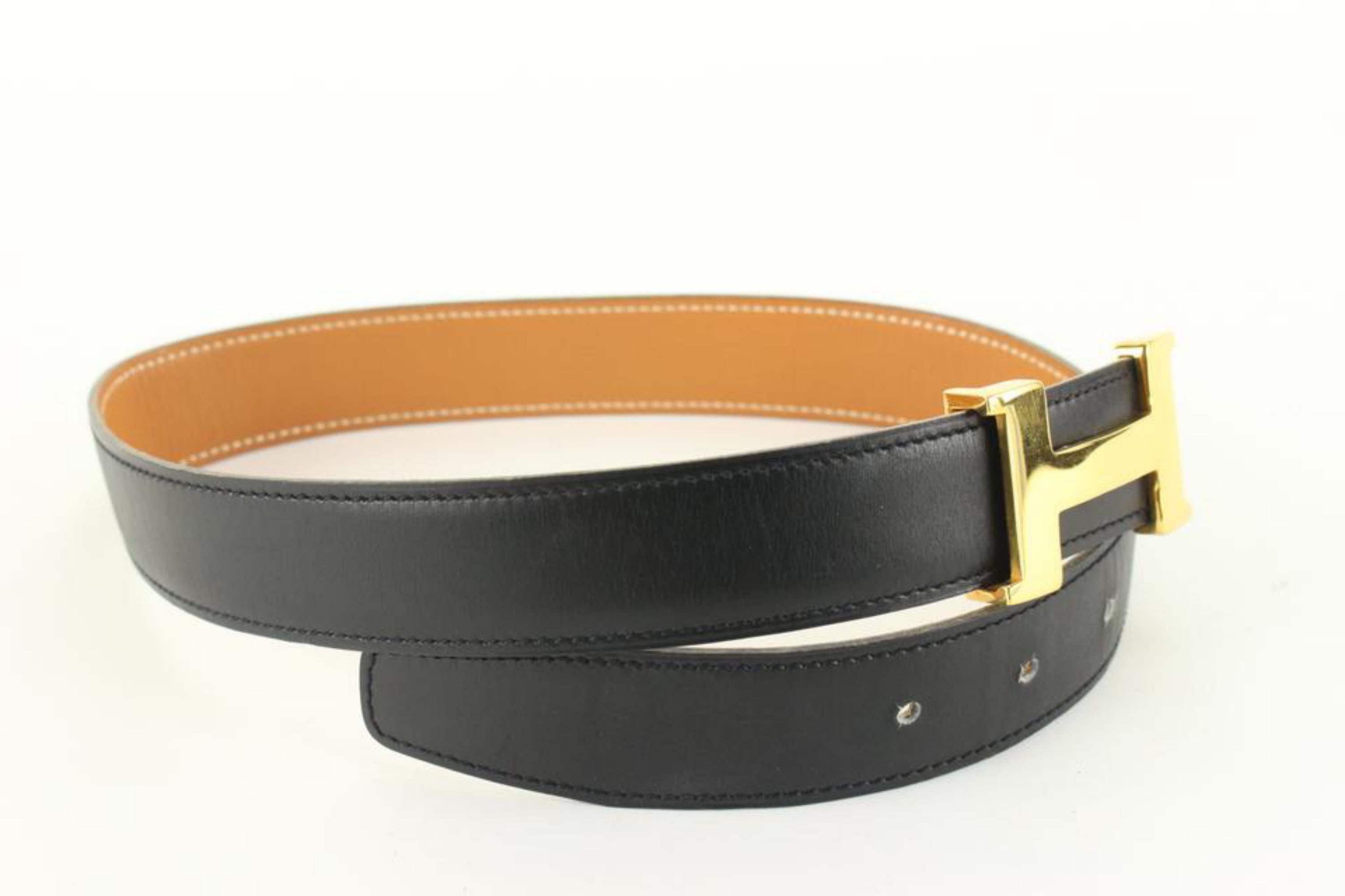Hermès Kit ceinture réversible noire x marron x or 24mm Constance H Logo 72h84s en vente 4