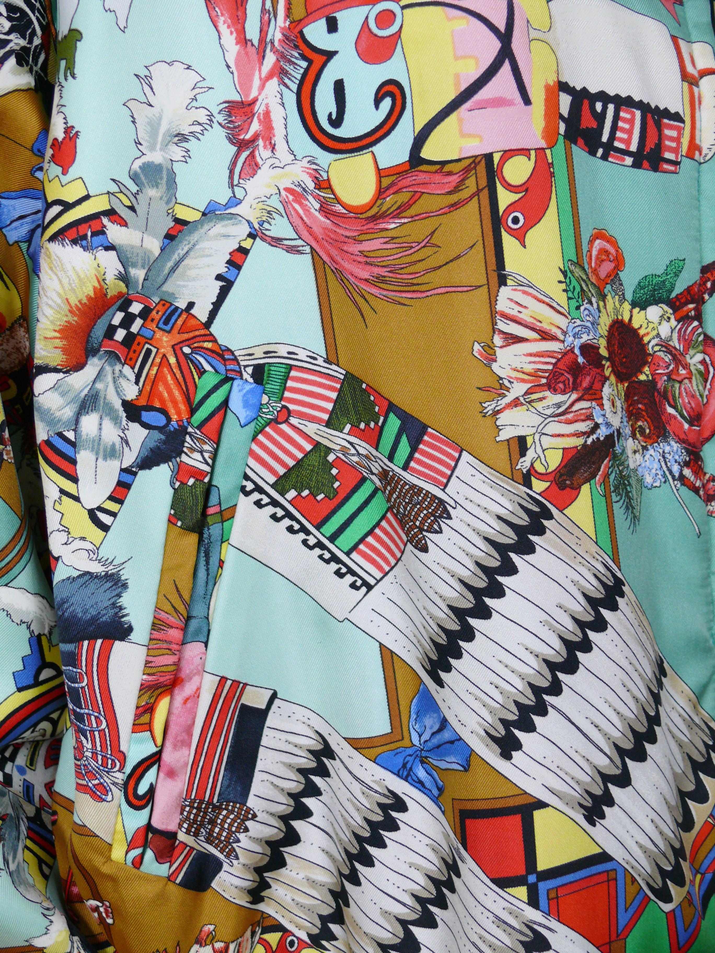 Gray Hermes Reversible Bomber Jacket Kachinas by Kermit Oliver