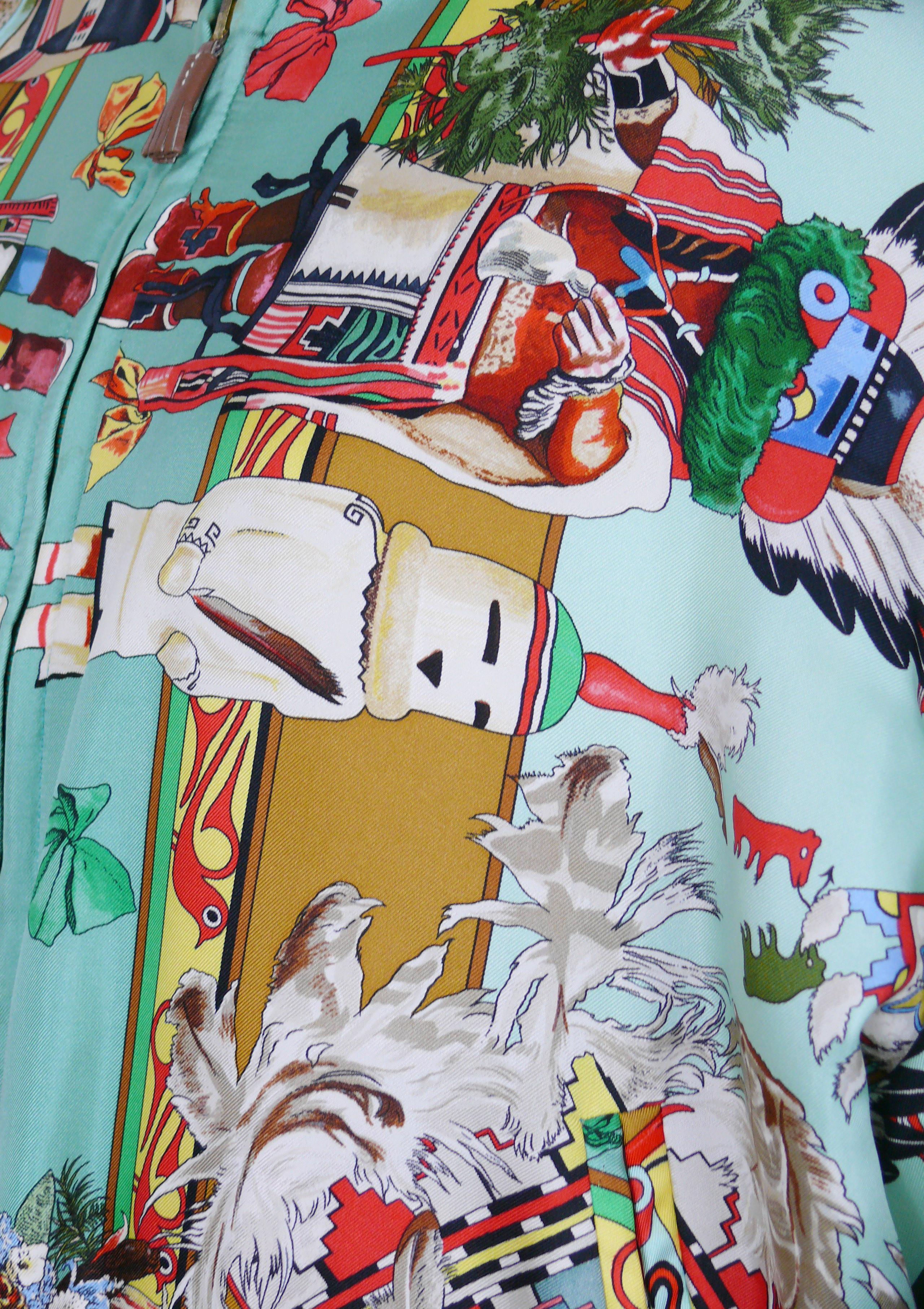 Hermes Reversible Bomber Jacket Kachinas by Kermit Oliver In Good Condition In Nice, FR