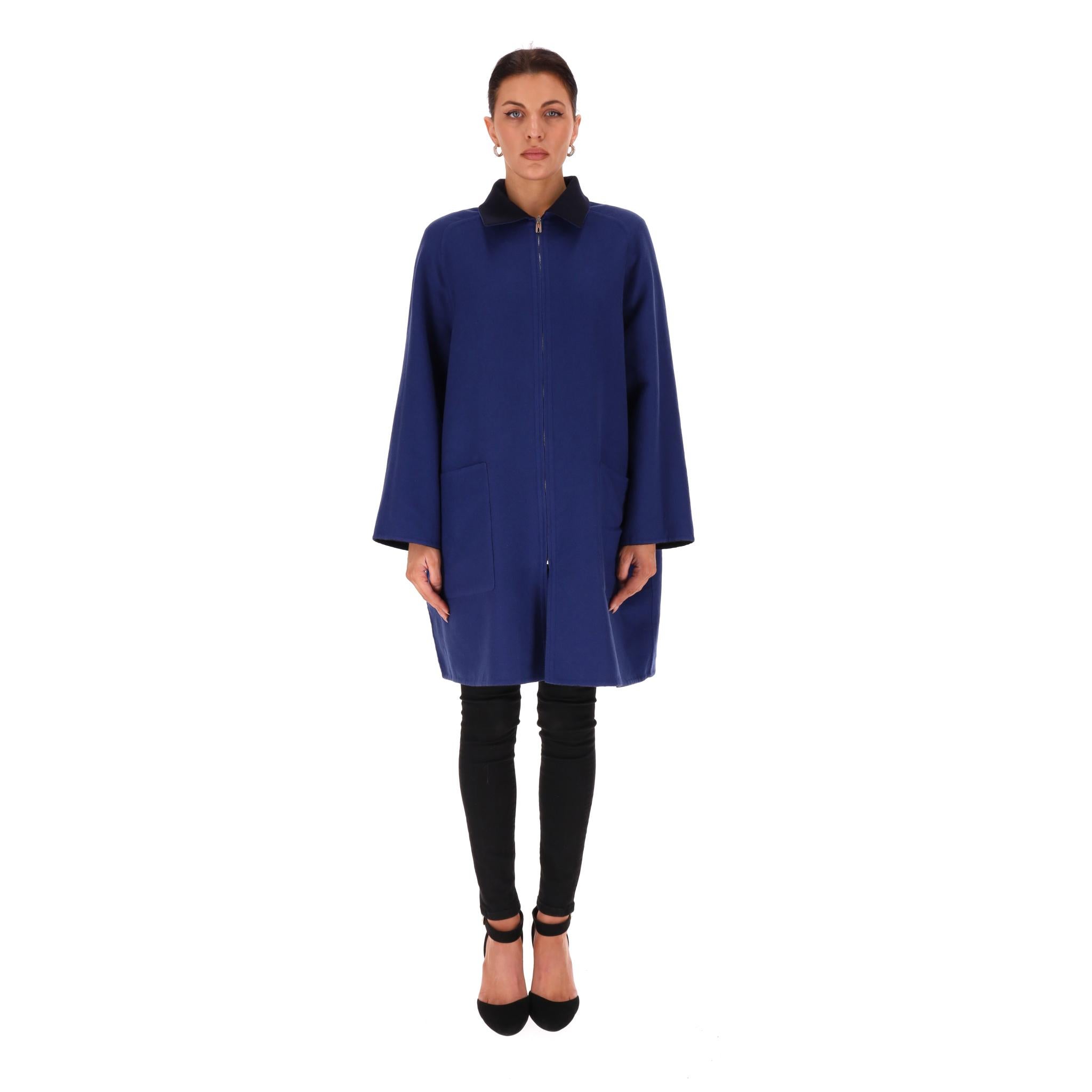 Black Hermes Reversible Cashmere Coat For Sale