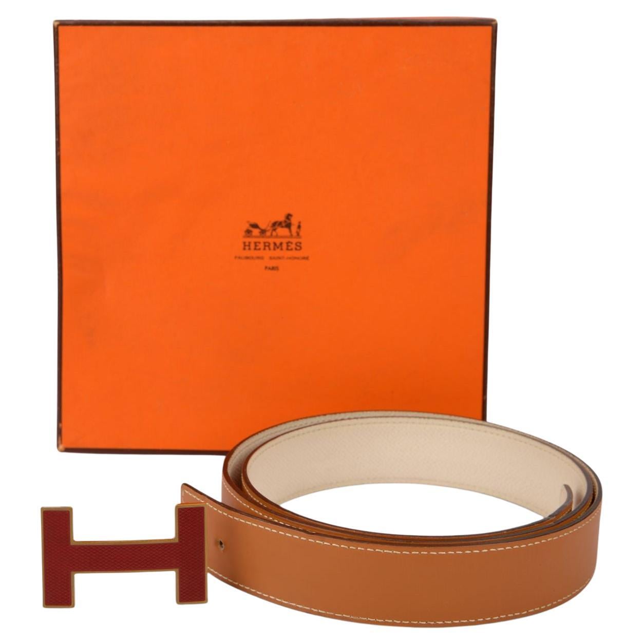 Hermès Reversible H Buckle Belt W/BOX