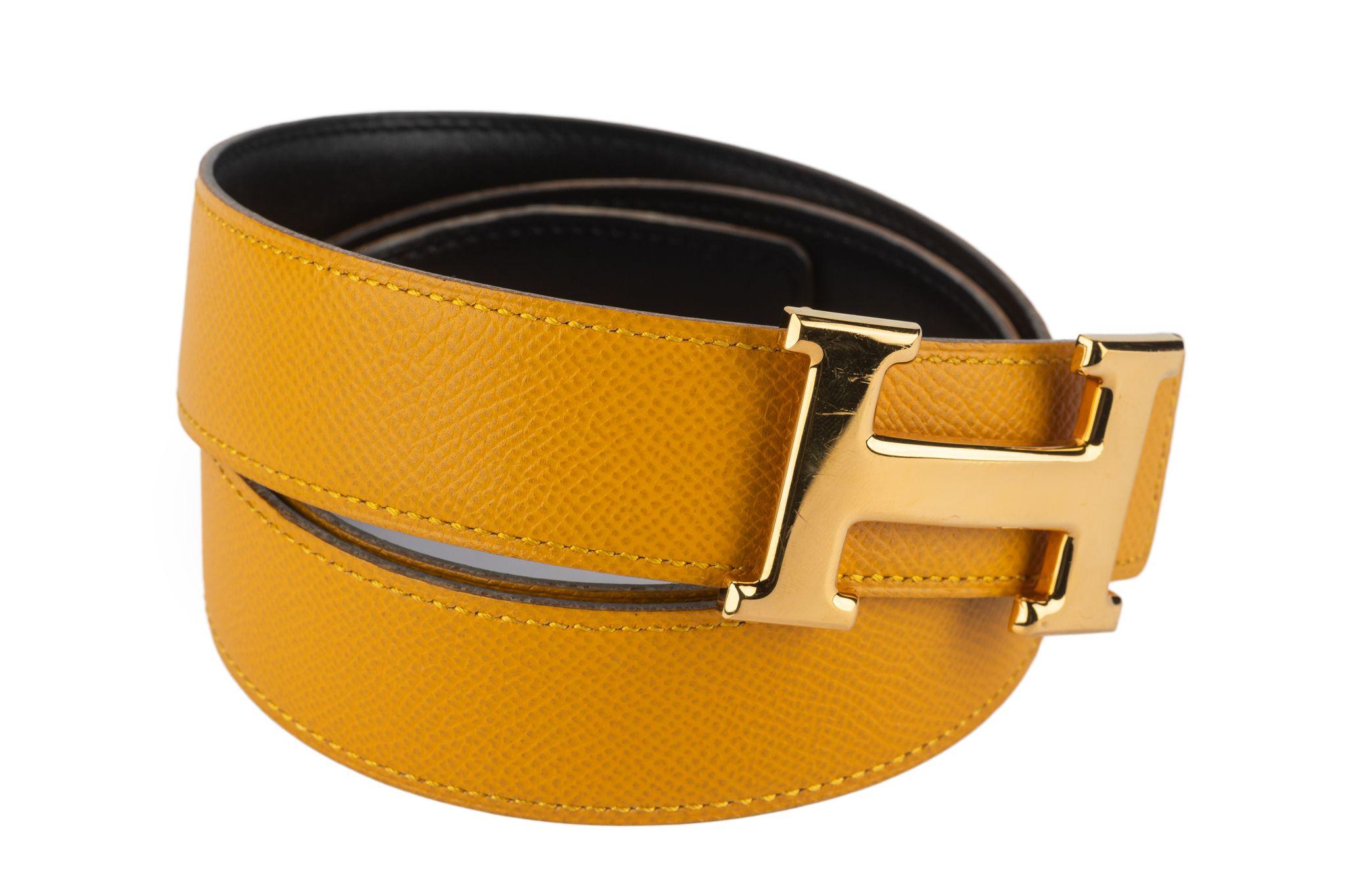 Giallo Cintura reversibile H. H. in pelle gialla di Hermès in vendita
