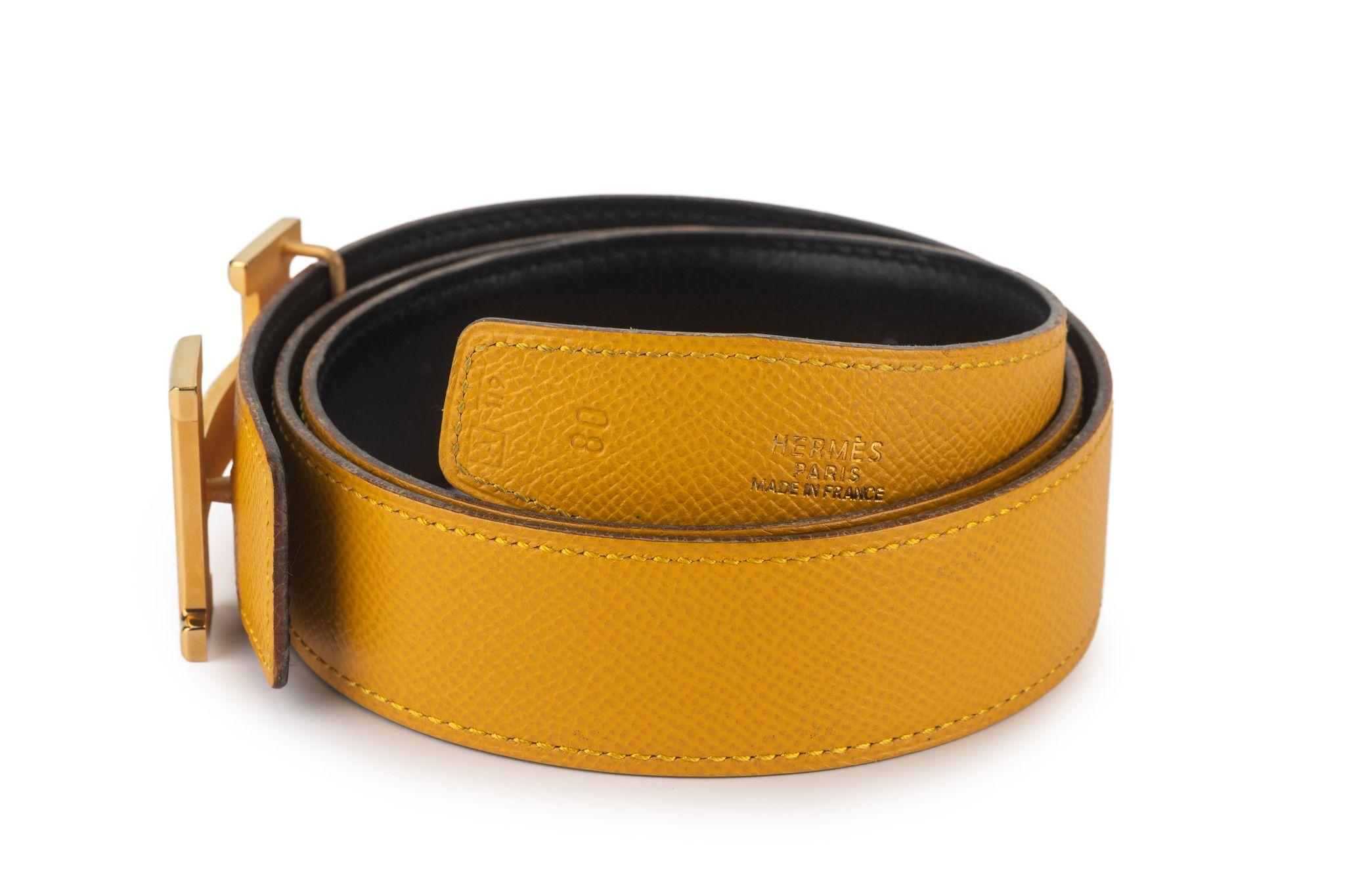 Donna Cintura reversibile H. H. in pelle gialla di Hermès in vendita