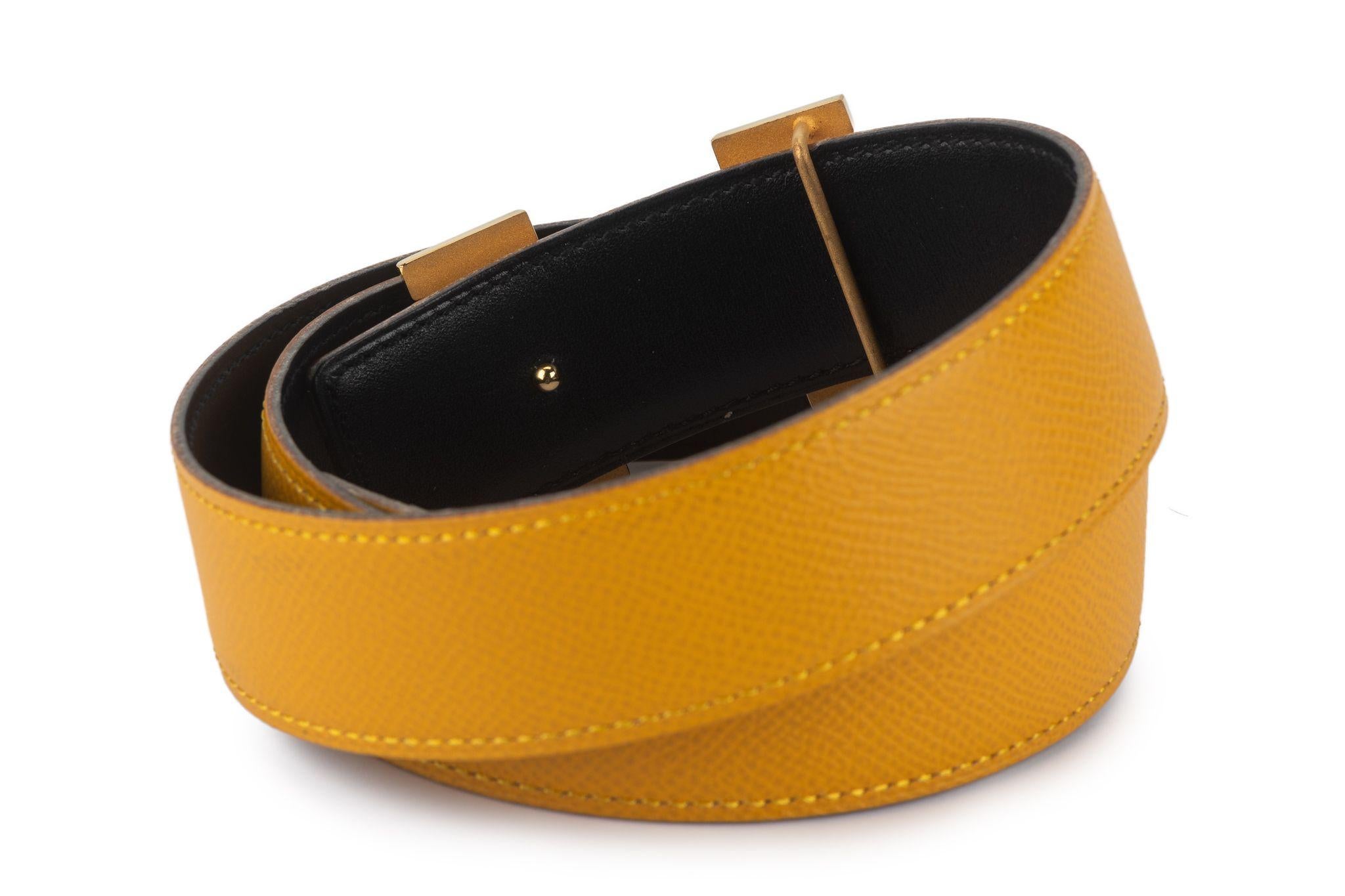 Cintura reversibile H. H. in pelle gialla di Hermès in vendita 1