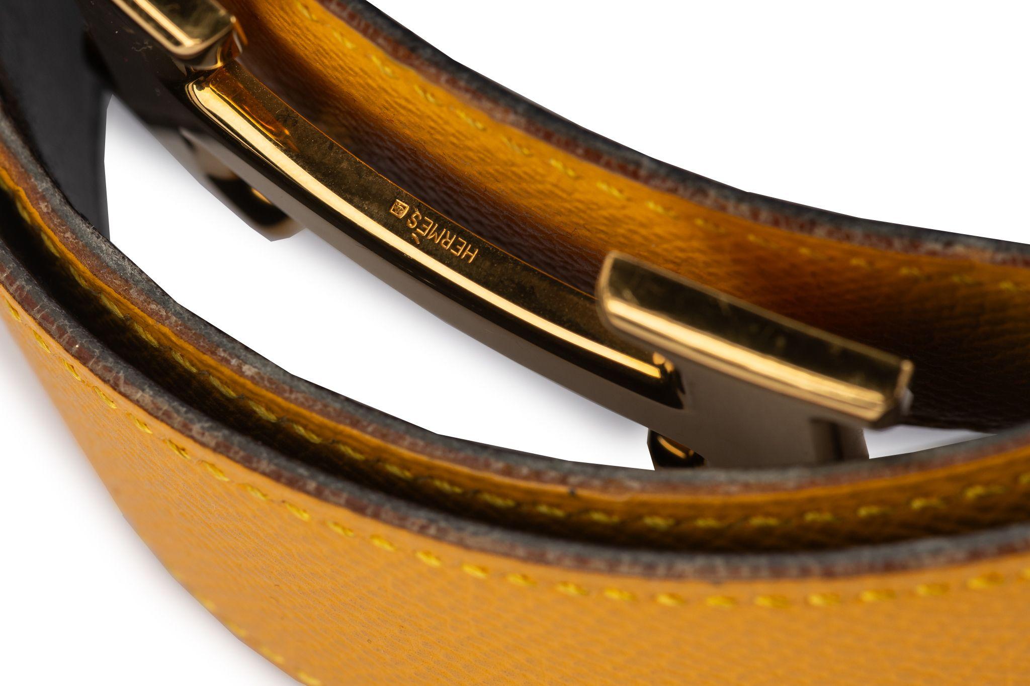 Cintura reversibile H. H. in pelle gialla di Hermès in vendita 2