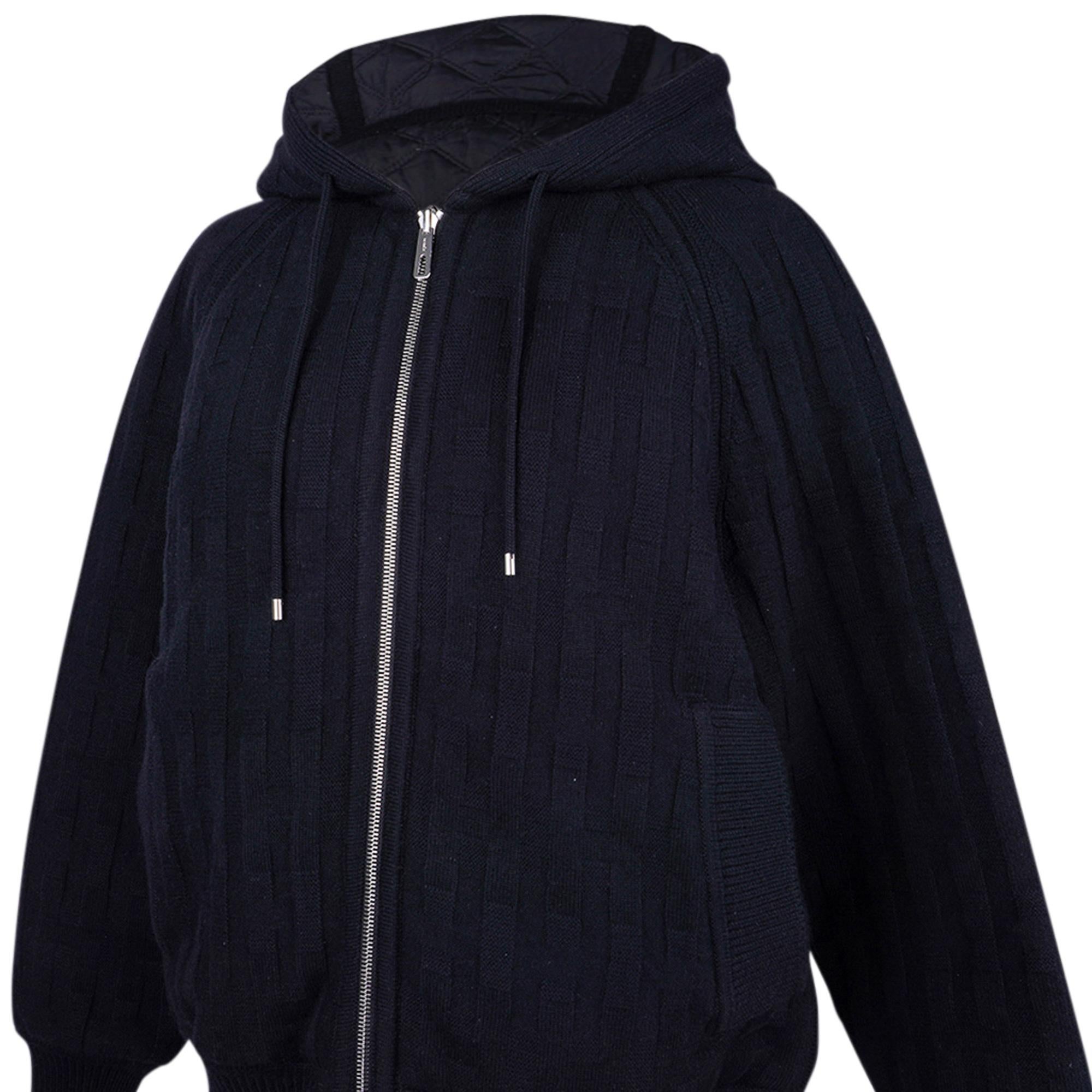 Hermes Reversible Zip Cardigan Hoodie Black 36/ 4 New In New Condition For Sale In Miami, FL