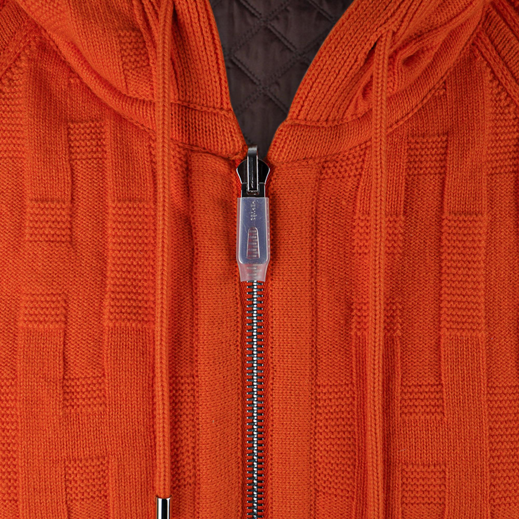Hermes Reversible Zip Cardigan Hoodie Orange Saturne / Brown 40 / 8  en vente 1