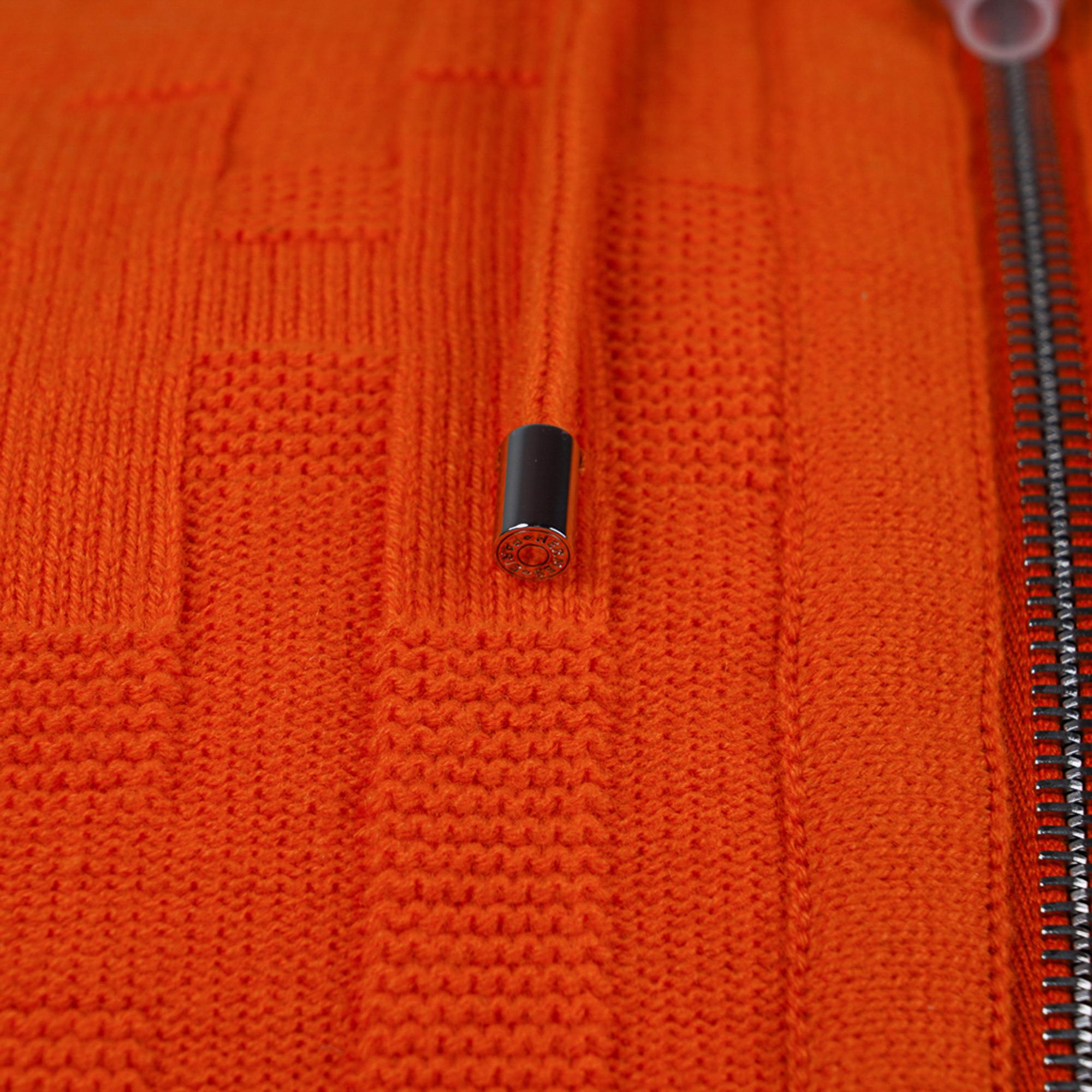 Hermes Reversible Zip Cardigan Hoodie Orange Saturne / Brown 40 / 8  en vente 3