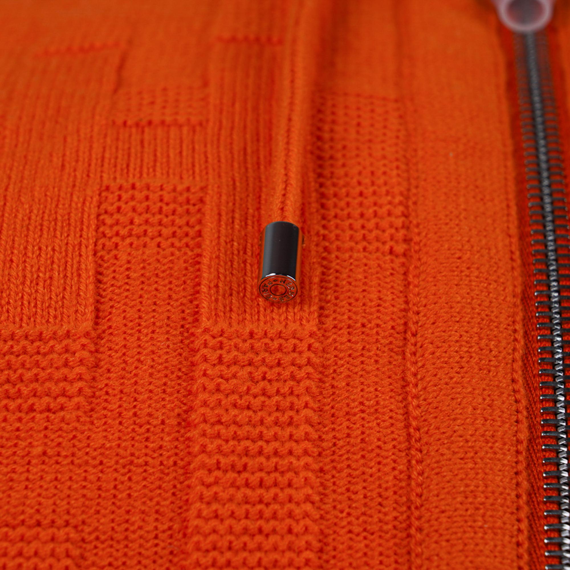 Women's Hermes Reversible Zip Cardigan Hoodie Orange Saturne / Brown 40 / 8 For Sale