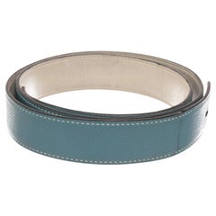 Hermes revesible belt with no buckle features white & bleu jean box