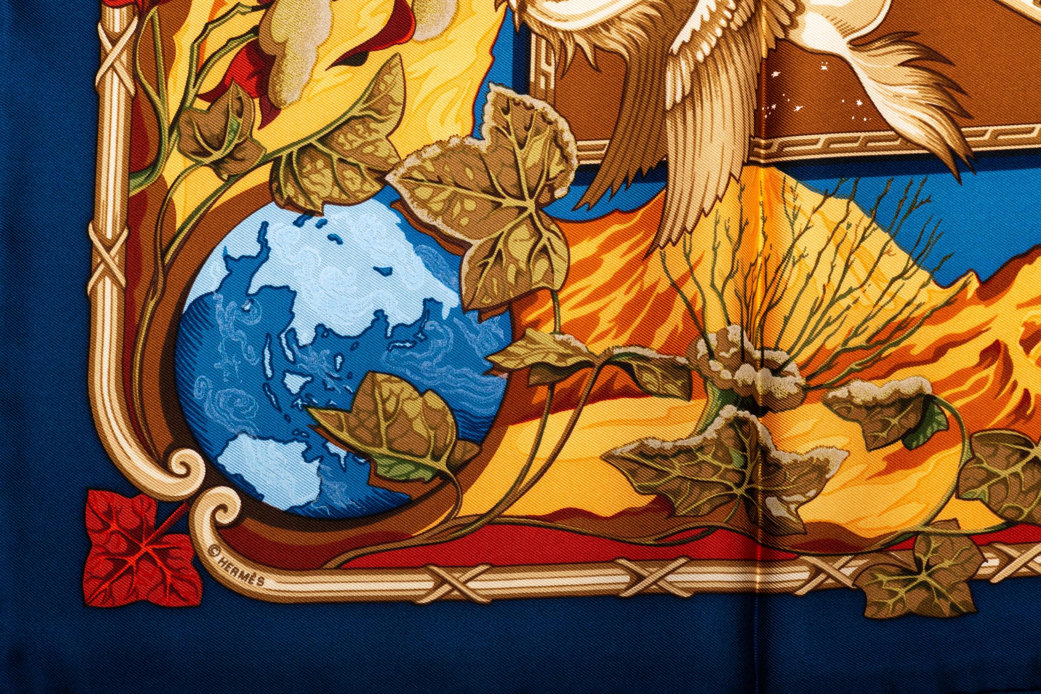 Hermès „Rhymes du Monde“ Seidenschal (Braun)