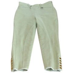 Hermes Riding Pant 5 Clou de Selle Ankle Snaps Pale Celadon Green Vintage 40/6