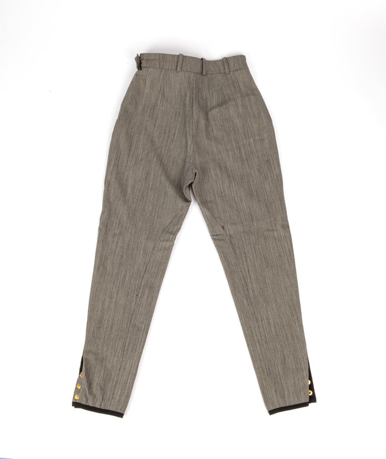 Hermes Riding Pant Vintage 5 Coveted Gold Clou de Selle Ankle Snaps 38