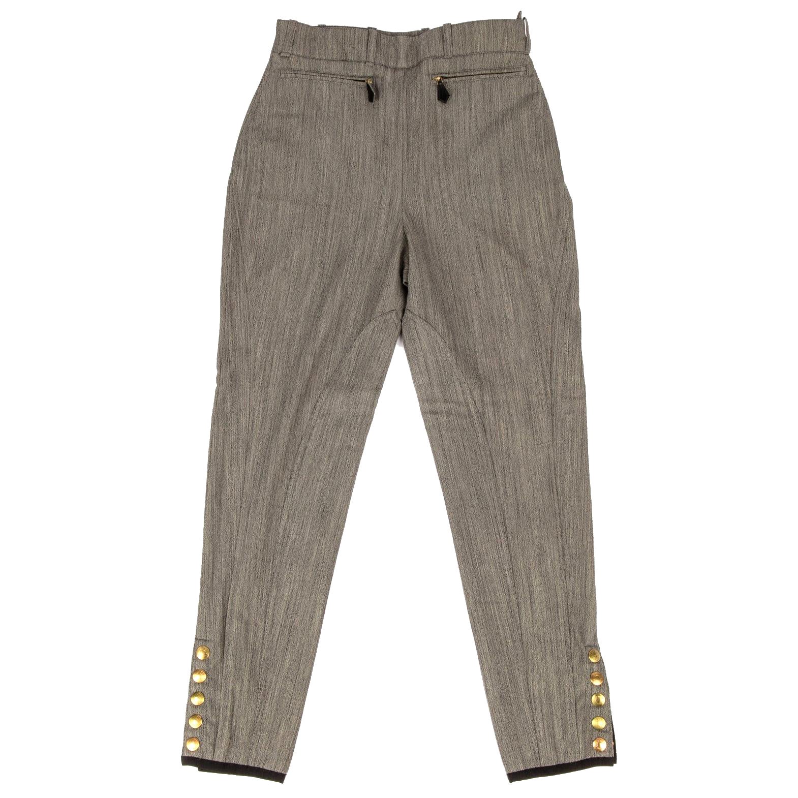 Hermes Riding Pant Vintage 5 Coveted Gold Clou de Selle Ankle Snaps  38 / 4 For Sale