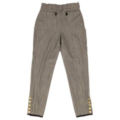 Hermes Riding Pant Vintage 5 Coveted Gold Clou de Selle Ankle Snaps  38 / 4