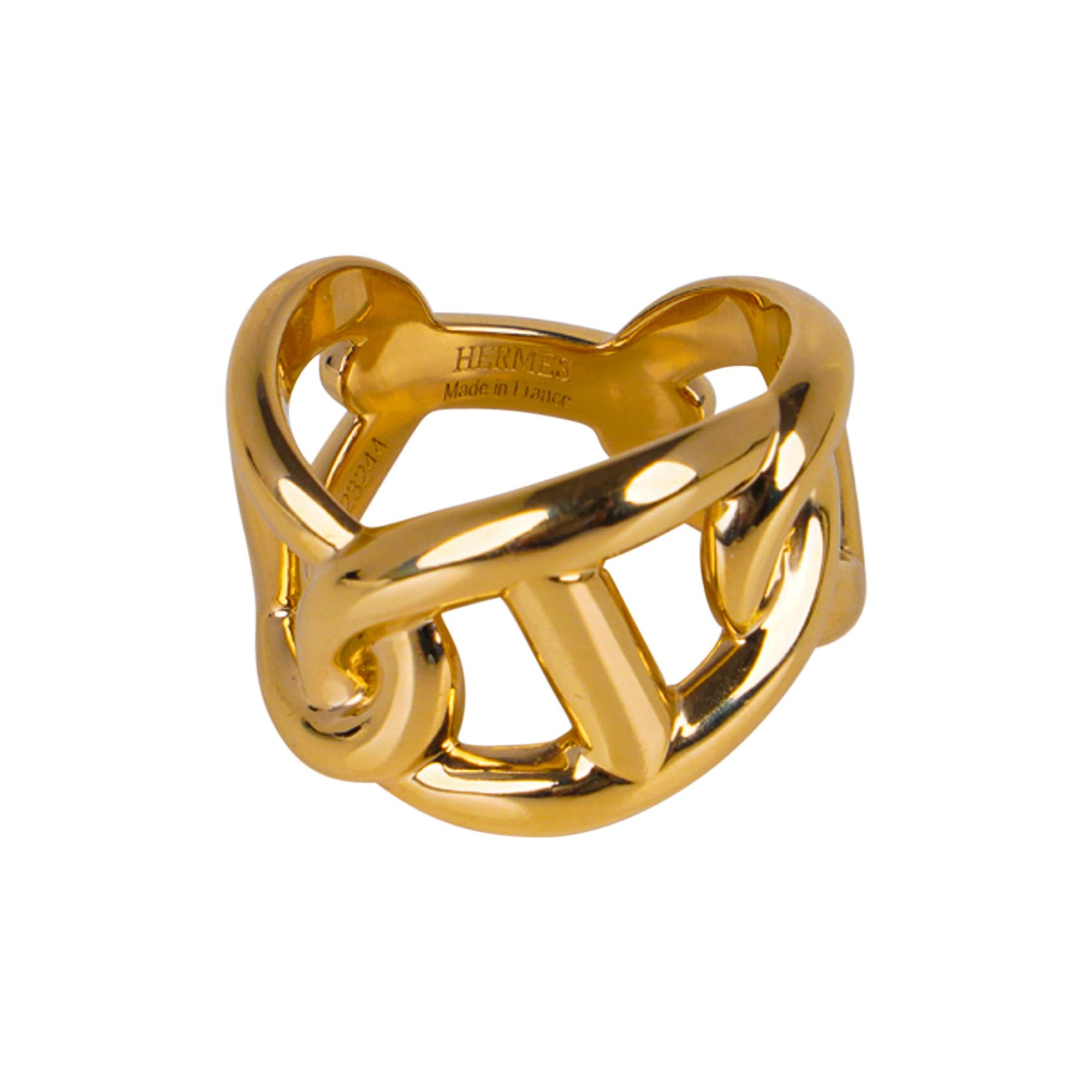 Hermes Ring 18k Yellow Gold Chaine D'Ancre In New Condition In Miami, FL