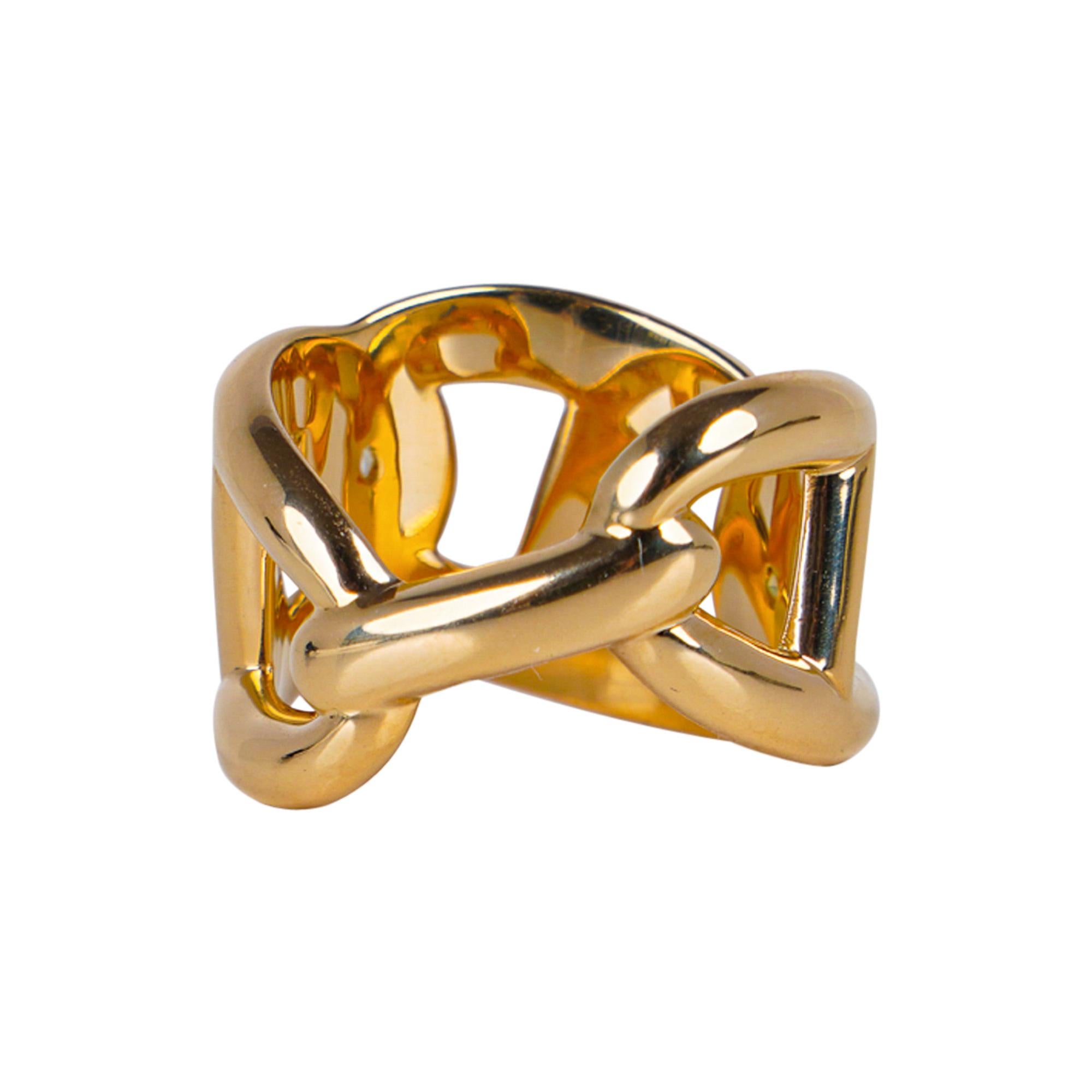 Hermes Ring 18k Yellow Gold Chaine D'Ancre