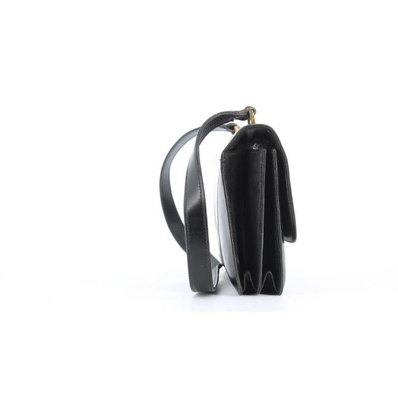 Hermes Ring Umhängetasche aus schwarzem Leder (Schwarz) im Angebot